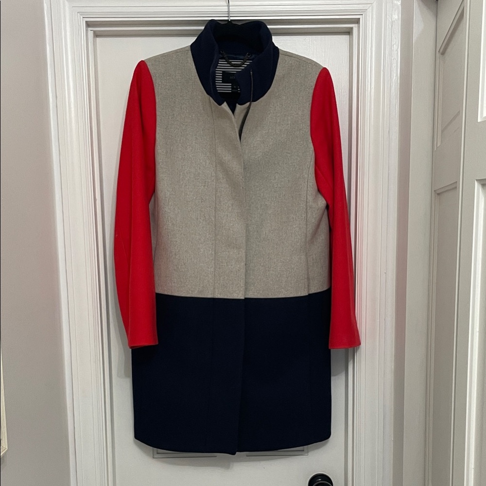 J. Crew Red, Gray, and Navy Trench Coat